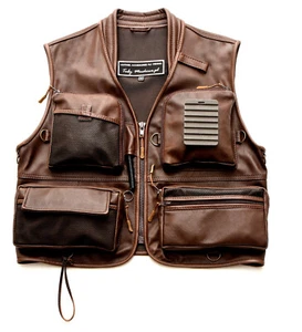 Fishing Vest R2 . Fly Fishing Vest , Hand Made , Genuine Leather ,Gift ,Fishing - Picture 1 of 16