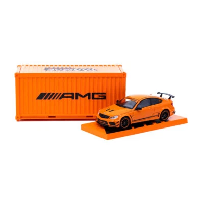 Tarmac T64G-009-OR Mercedes Benz C63 AMG Black Series orange mit Container Maßst
