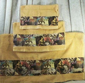 Handtuch gelb Badeset 3-teilig Handtuch Waschlappen Indianer - Bild 1 von 1