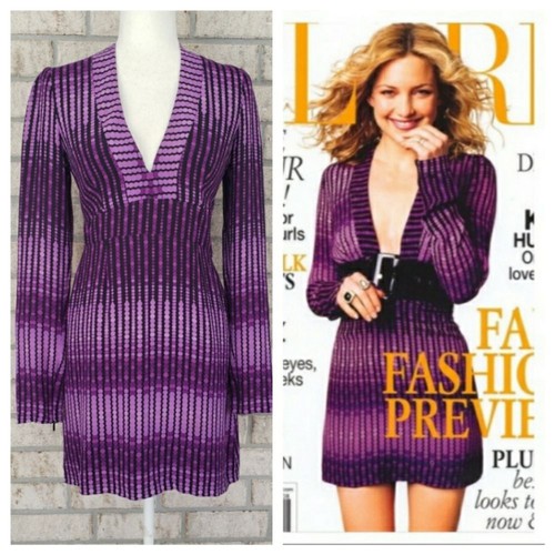 Mini abito Gucci scollo a V viola ispirato agli anni 70