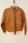 Mens Windbreaker Vtg Gold Orange Leather Cafe Racer/Motorcycle Jacket Sz M