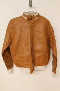 HERREN WINDBREAKER VINTAGE GOLD ORANGE LEDER CAFE RACER/MOTORRAD JACKE GR. M - Bild 1 von 5