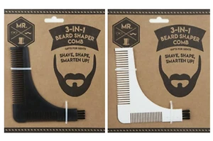 Bart Schnurrbart Former Kamm 3 in 1 Haar Trimmen Styling Shaping Schwarz/Weiß - Bild 1 von 5