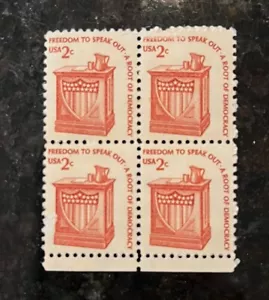 Block of 4 U.S. Stamps: Freedom to Speak Out, A Root of Democracy - Picture 1 of 1