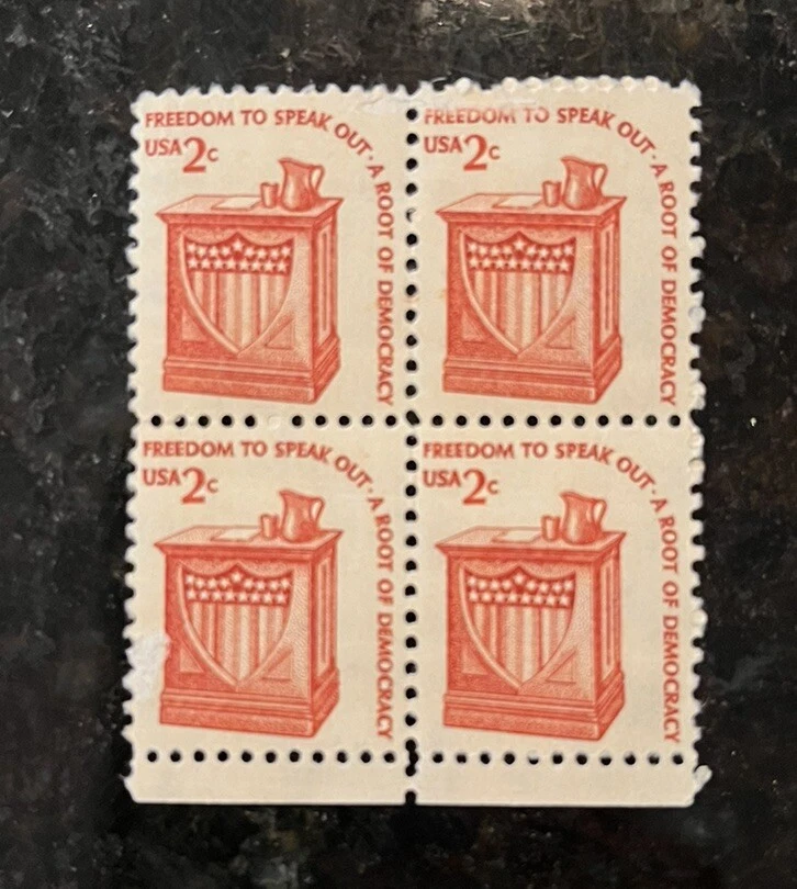 Block of 4 U.S. Stamps: Freedom to Speak Out, A Root of Democracy - Image 1 of 1