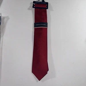 Corbata Tommy Hilfiger Hombre Seda/Poliéster Cooper Patrón Sólido Color: Rojo NUEVA - Imagen 1 de 5