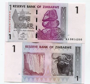 Zimbabwe 2007 $1 Dollar Uncirculated Banknote P65 Paper Money - Picture 1 of 1