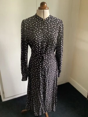 Somerset By Alice Temperley Black White Star Print Long Sleeve Midi Dress UK 8 - Image 1 of 4