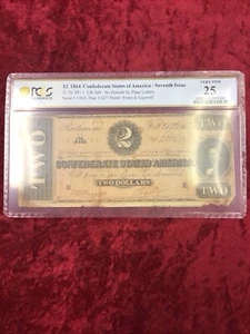 PCGS BANKNOTE VERY FINE 25 $2 1864 CSA - SEVENTH ISSUE, T-70 PF-1 CR-569 - Picture 1 of 5