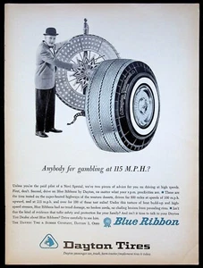 1963 Dayton Thorobred Tires Blue Ribbon Vintage Print Ad Anyone for Gambling - Picture 1 of 1