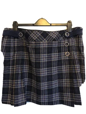 Crew Navy Wool Blend check short skirt size 18 - Image 1 of 4