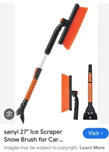 Sanyi 27" Aluminum Snow Brush with Ice Scraper for Car Windshield and Windows - Picture 1 of 9