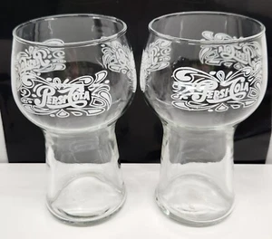 Coppia Bicchieri Bicchieri Vintage Anni 70 Pepsi Cola Soda Stile Fontana Set 2 Bicchieri - Foto 1 di 4