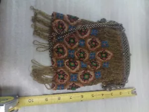 Antique Micro Beaded Purse with Mermaids - Picture 1 of 9