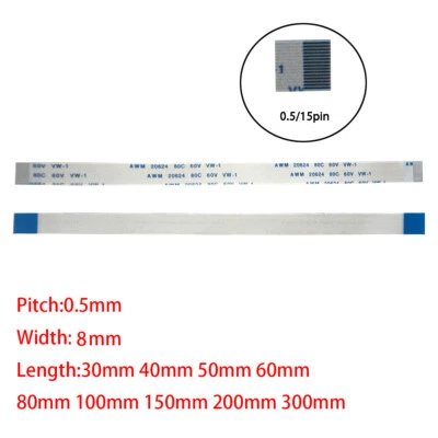 15Pin 0.5mm Pitch FFC FPC Flexible Flat Cable AWM VW-1 20624 80C 60V A B Type - Image 1 of 4