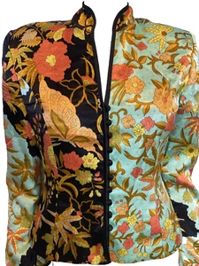 JS Collections Women's Floral Mandarin CollarJacket Multicolored Size 10 - Picture 1 of 5