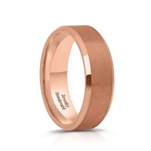 6 mm Rosévergoldet Wolframcarbid Ringe Herren Band Komfort Passform Gebürstete Oberfläche - Bild 1 von 4