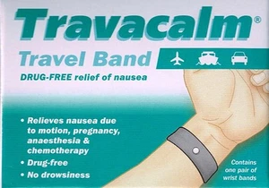 2XTRAVACALM TRAVEL BAND 1 PAIR DRUG FREE RELIEF OF NAUSEA IN TRAVEL, PREGNANCY, - Picture 1 of 2
