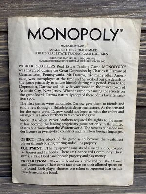 Винтажные карты Parker Brothers Monopoly 1961 Orange Chance запасная часть A2 - Изображение 1 из 2