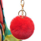 Fluffy Fur Pom Keychain Soft Plush Faux Rabbit Fur Ball Bag Pendant (Red)