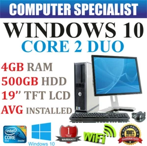Windows 10 Ordenador Escritorio PC Core 2 Dúo @ 3.00GHz & 4GB RAM 500GB HDD Wifi - Imagen 1 de 1
