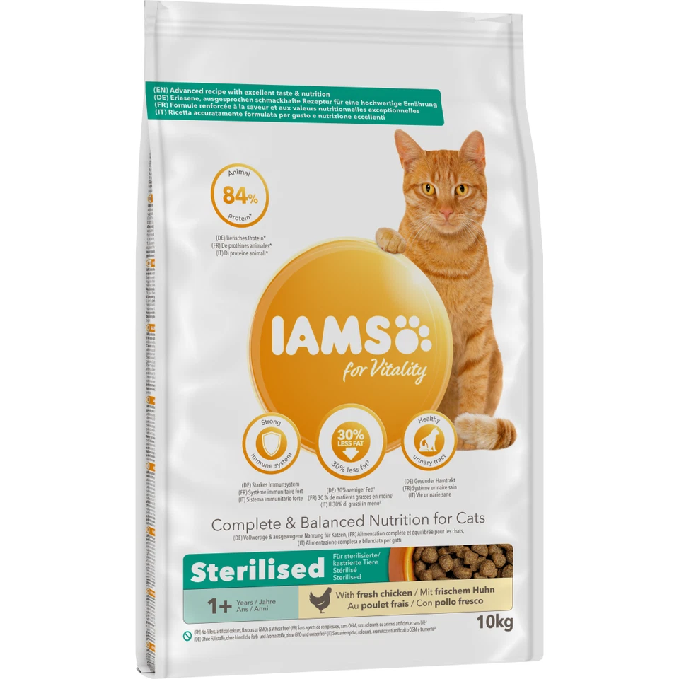 Iams für Vitalität Light in Fett Trockenfutter für kastrierte Katzen Huhn 10kg