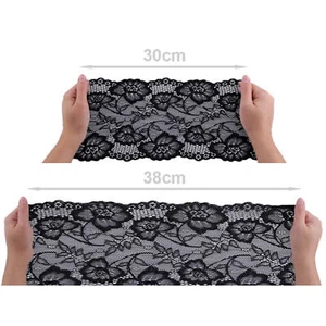 Elastische Spitze 18,5 cm Breite in Schwarz Spitzenband Lace Spitzenborte Meter - Bild 1 von 1