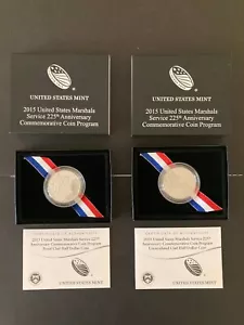 (2)2015 S D-US Marshalls 225th Anniversary PROOF+UNC Clad Half Dollar Coin COA - Picture 1 of 2