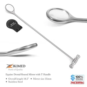 Equine Dental Examination 50mm Round Mirror, Stainless Steel Length 18" Long - Picture 1 of 2