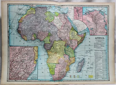 MONARCH STANDARD ATLAS MAP PAGE PLATE OF COLONIAL AFRICA 1906 VINTAGE - Image 1 of 4