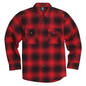 YAGO Herren Freizeit Karo Flanell Langarm Button Down Hemd Rot/7F (S-5XL)  - Bild 1 von 3