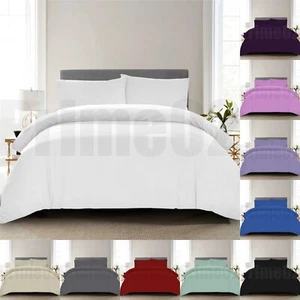 Duvet Cover Plain Dyed Quilt Covers & Pillow Case Bedding Set Single Double King - Picture 1 of 27