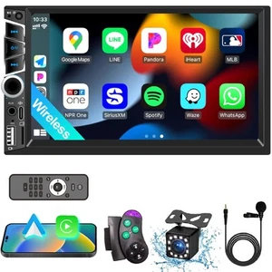 7" Double Din Car Stereo with Wireless Apple CarPlay,Car Radio Build-in Bluet... - Picture 1 of 7
