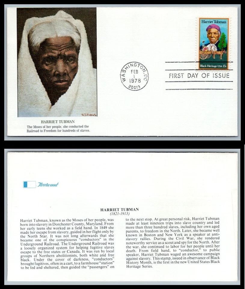 US FDC # 1744 13c Harriet Tubman  Fleetwood   1978, 9p8636 - Image 1 of 1
