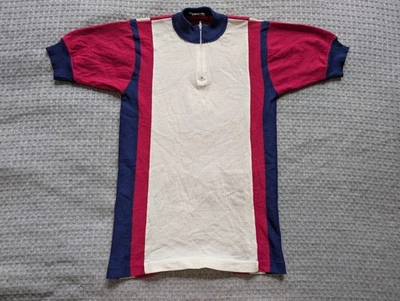 Camiseta deportiva de ciclismo Santini Baleno vintage pequeña Italia años 70 80 lana acrílico cremallera Foto 1 de 4