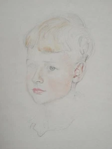 Junge mit Ponyfrisur - Hans Strohofer Pastell-Zeichnung Kinder Portrait 1945 - Picture 1 of 3