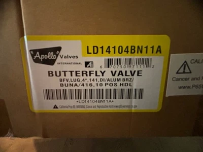 Apollo LD-141 04BN11A Butterfly Valve, 4" Lug Style with 10 pos handle NIB - Image 1 of 4