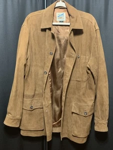 Vintage Travel Smith braun Wildleder Leder Sport Mantel M Safari Jacke Blazer gefüttert - Bild 1 von 18