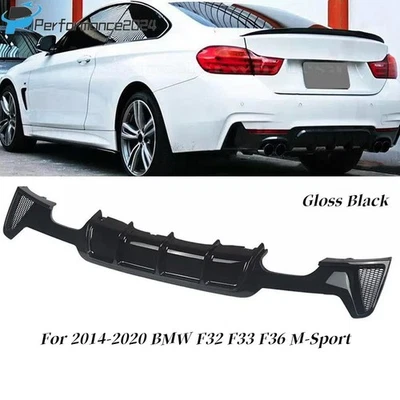 For 2014-2020 BMW F32 F33 F36 428i 435i M Sport Glossy Black Rear Diffuser Lip - Image 1 of 4