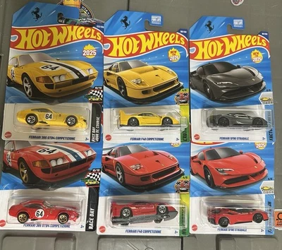 Hot Wheels Ferrari Mainlines 2025 - Lote de 6 - SF90 | F40 | 365 GTB4 amarillo, rojo Foto 1 de 4