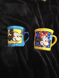 Disney Pair Mickey & Minnie Mouse Mug Cup 3D Head Made In Thailand - Picture 1 of 6
