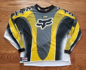 Vintage Fox Racing Motocross Shirt Men XL Yellow Long Sleeve Elbow Pads 2000s - Picture 1 of 9