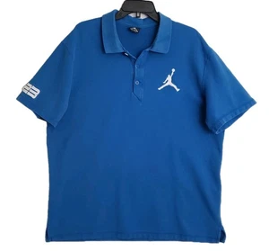 Nike Air Jordan Big JumpMan Golf Polo Shirt Blue Short Sleeve Mens Size 2XL XXL - Picture 1 of 10