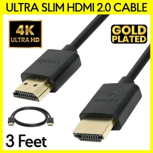 Cavo HDMI Ultra Sottile 3 Piedi Standard HDMI Cavo Monitor TV Proiettore PC TV-Box - Foto 1 di 4