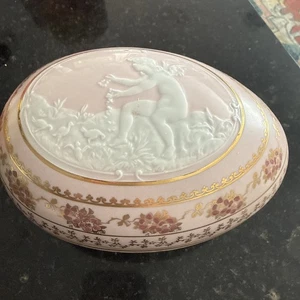 LIMOGES PATE SUR PATE 2 Stück Ei KIRSCHVÖGEL Barbotine Porzellan rosa Blumen - Bild 1 von 24