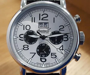 Mens Vintage Retro Ingersoll Fillmore Automatic 316L Steel Date Watch IN1206WH - Picture 1 of 10
