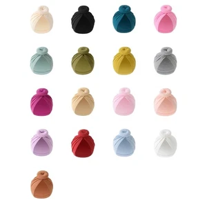 Elastic Infant Bonnet Caps Turban Hat with Sweet Bun Knot Charm for Photoshoots - Picture 1 of 25