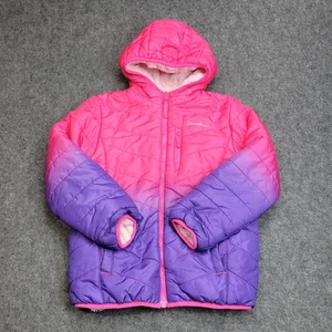Eddie Bauer Jacke Jugend Mädchen Large rosa Sherpa Wendekapuze durchgehender Reißverschluss - Bild 1 von 7