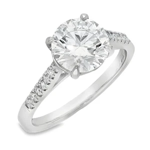 Anillo de compromiso de diamantes cultivados en laboratorio con certificación de platino de 2,21 quilates - D/VS2 - Imagen 1 de 9