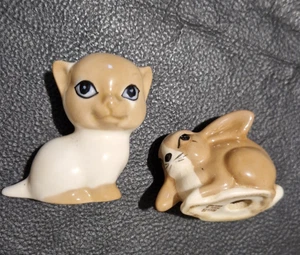 2 x Vintage Szeile Ornaments Kitten and Bunny - Picture 1 of 7